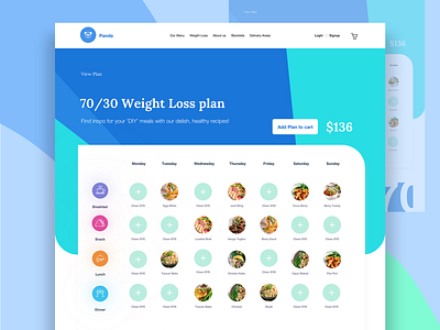 Weight Loos Plan 7030 add to cart add to plan best food website design blue and yellow design fitness web fitnessapp food app food bank food website log in meal web meals app package package design pan app responsive design ui ux design weight loos app weight loos plan app