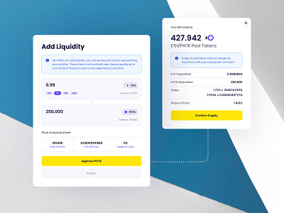 Add Liquidity Form crypto form popup prototyping ui ux web