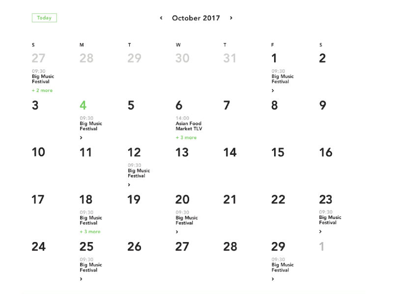 Events Calendar Concept calendar events typography ui ux