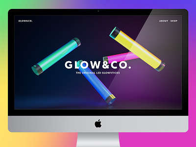 Glow&Co. Branding 3d c4d cinema 4d glow header image making lights neon page web design website