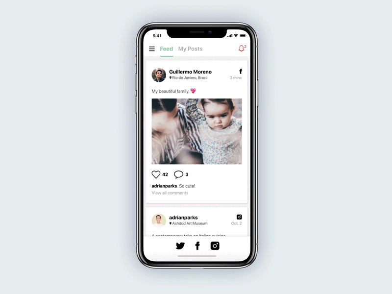 Universal Social App Concept app facebook graphic design instagram ios iphone minimalistic social twitter ui ux