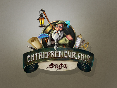 Enterpreneurship Saga Game Logo 2dart art branding creative design digital painting drawing fineart game logo illustration logo sketching ui ux