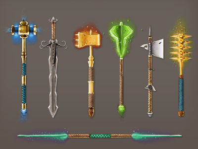 Sevenlands Items 2d 3d concept items photoshop weapons