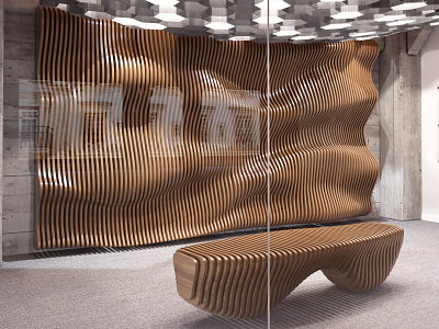 Parametric panel and bench 3d graphic design
