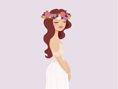 Bridal portrait bride character design digital art girl illustration vector art vector illustration wedding dress