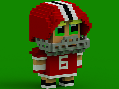 Voxel american footbal player character design gameobject nft voxel art