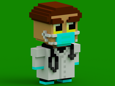 Voxel doctor character design gameobject nft voxel art