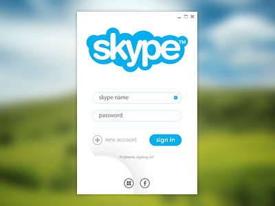 Login - Skype Desktop Modern/Flat UI Concept