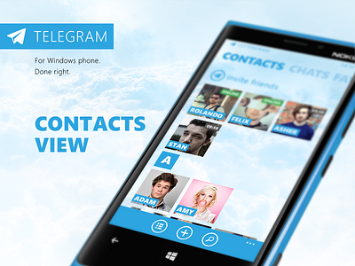 Telegram for Windows Phone Contacts chat contacts flat messenger metro telegram whatsapp windows phone