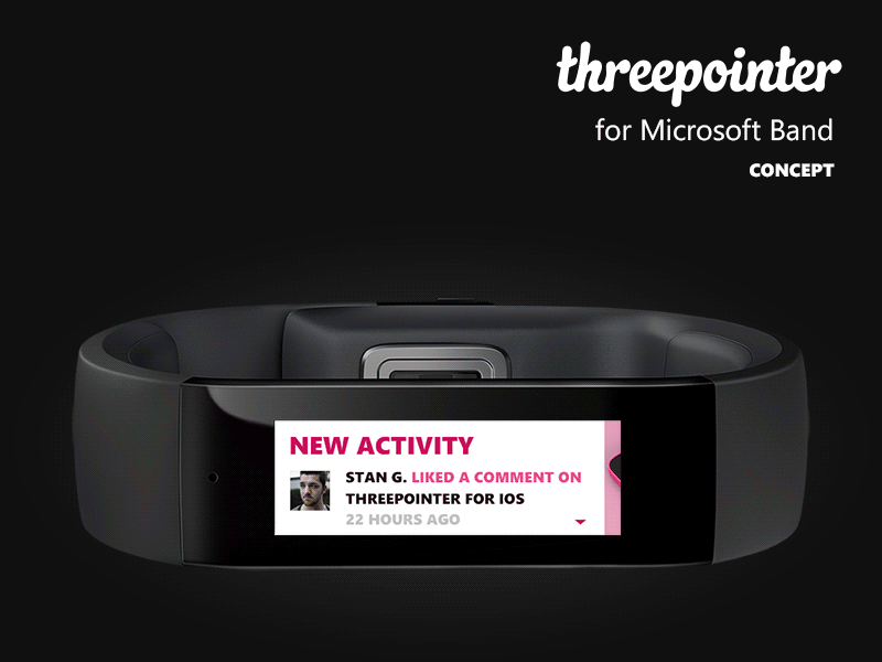 Microsoft Band - Animated Threepointer Concept animated fitness tracker gif microsoft band small screen smartwatch threepointer ui wearables windows phone