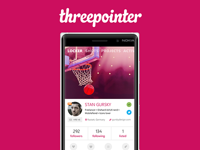 Threepointer 2.0 new profile preview app bestexperience dribbble flat threepointer ui update ux windows