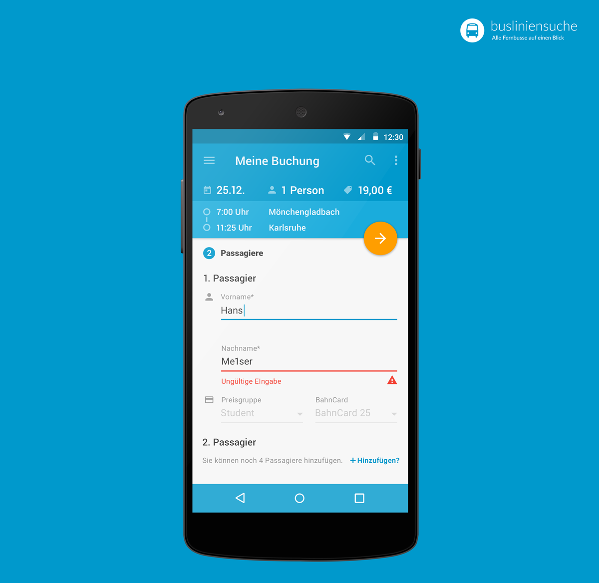 Busliniensuche.de - Android Booking (Passengers) screen by Stan Gursky ...