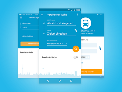 Busliniensuche.de - Android, iOS & Windows Phone Startscreen android app apple busliniensuche.de flat google ios main redesign search skyline windows
