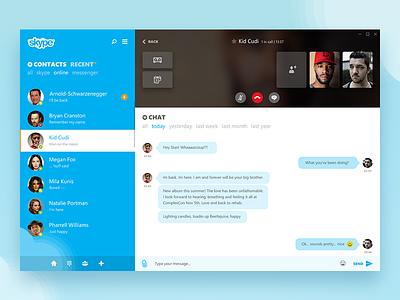 Videocall + Chat - Skype re-redesign app chat concept desktop new redesign skype ui uwa ux videocall windows