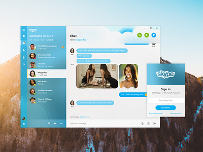 Skype Chat - Fluent Design chat concept fluent design microsoft rebound redesign skype ui ux