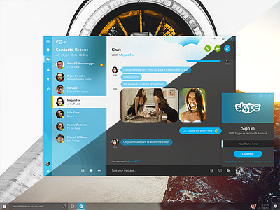 Skype Chat - Fluent Design (Dark mode) chat concept dark mode fluent design microsoft redesign skype ui ux