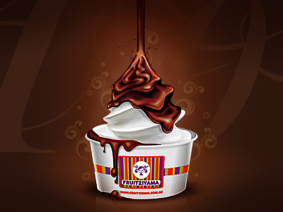 Fruitziyama Hot Chocolate Topping chocolate cup frozen yoghurt fruitziyama hot illustration photoshop topping