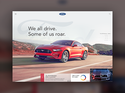 Ford Mustang - LP concept design flat ford mustang landing page ui