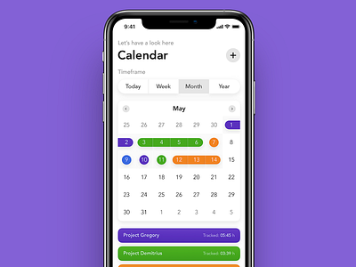 Time Tracker - Calendar app apple calendar concept design ios numbers time timetracker tracker ui ux