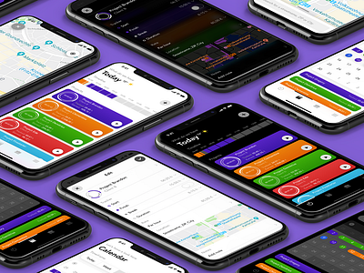 TckTck Hero app calendar card concept dark mode design ios isometric modal timeline timetracker ui ux