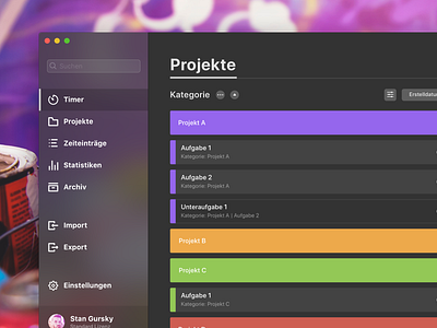 Tyme - Concept - Projects (Desktop) app concept flat mac os x projects redesign sidebar time tracker ui ux