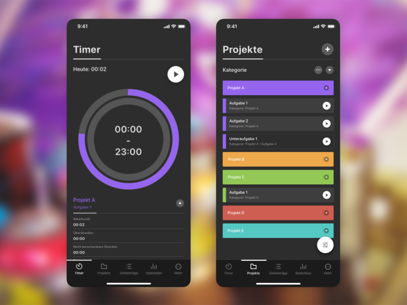 Tyme - Concept (Mobile) - Modal app apple concept dark mode flat ios progress bar redesign time tracker ui ux