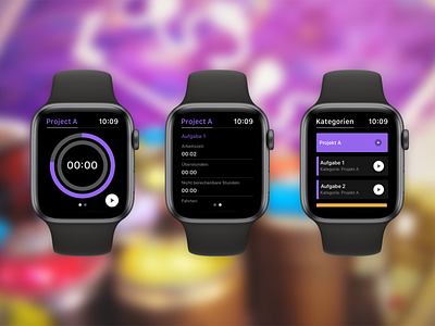 Tyme - Concept (Watch) app apple apple watch concept flat ios redesign timetracker ui ux watchface wearable