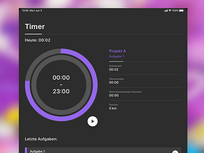 Tyme - Concept (Tablet) app concept flat ios ipad pro progress bar redesign tablet timetracker ui universal ux