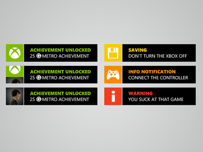 Xbox Notifications Metro Redesign dashboard gaming gui longoverdue metro modern nogradients tiles ui windows xbox