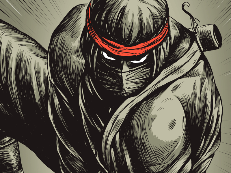 Ninja character comics drawing eyes gif illustration ink inktober manga photoshop