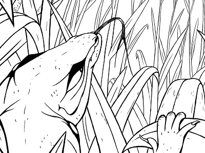 Children's book animals blackandwhite character drawing illustration ink lineart lines lizard wacom
