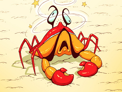 Crab animal beach cartoon character character design colours comic book crab digital painting drawing linework