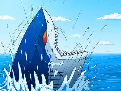 Shark cartoon colours comic digital painting drawing graphic novel illustration jaws picture book shark wacom
