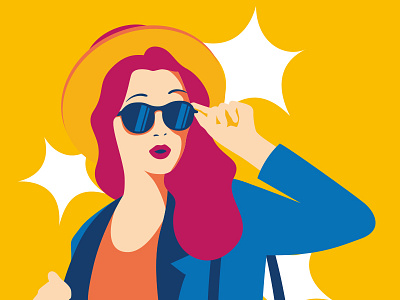 Famous famous flat illustration illustration influencer paparazzi pretty sexy stylish sunglasses vector woman