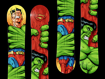 Hulk vs Superman - Full design board design comics hulk illustration photoshop snowboard superman vectors