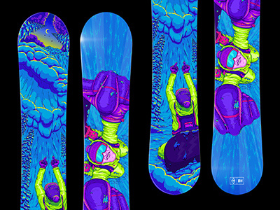 Monster Avalanche - Full Design blue design digitalpainting drawing illustration man painting photoshop snowboard snowboarddesign snowboarder vectors