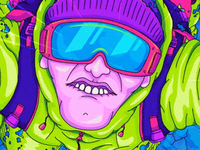 Monster Avalanche animation avalanche colours drawing gif rad snowboarder yellow