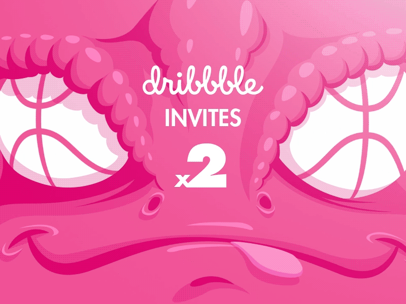 Dribbble Invites x2! animal dribbble eyes face gif invitation invitations invite invites lezard pink price