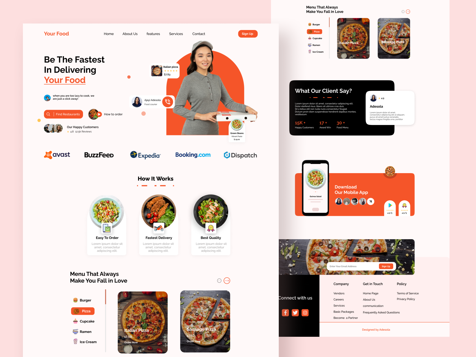 Food delivery - Landing page by Ajayi Adesola on Dribbble