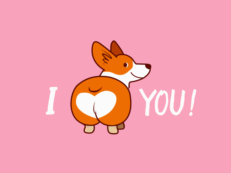 I Love You with All My Butt! - Dribble Weekly Warmup animation butt corgi dribbleweeklywarmup love rebounds valentines