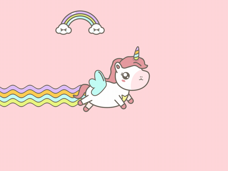Raibown Unicorn 🦄🌈 after effect animation cloud cute flying illustration music rainbow unicorn