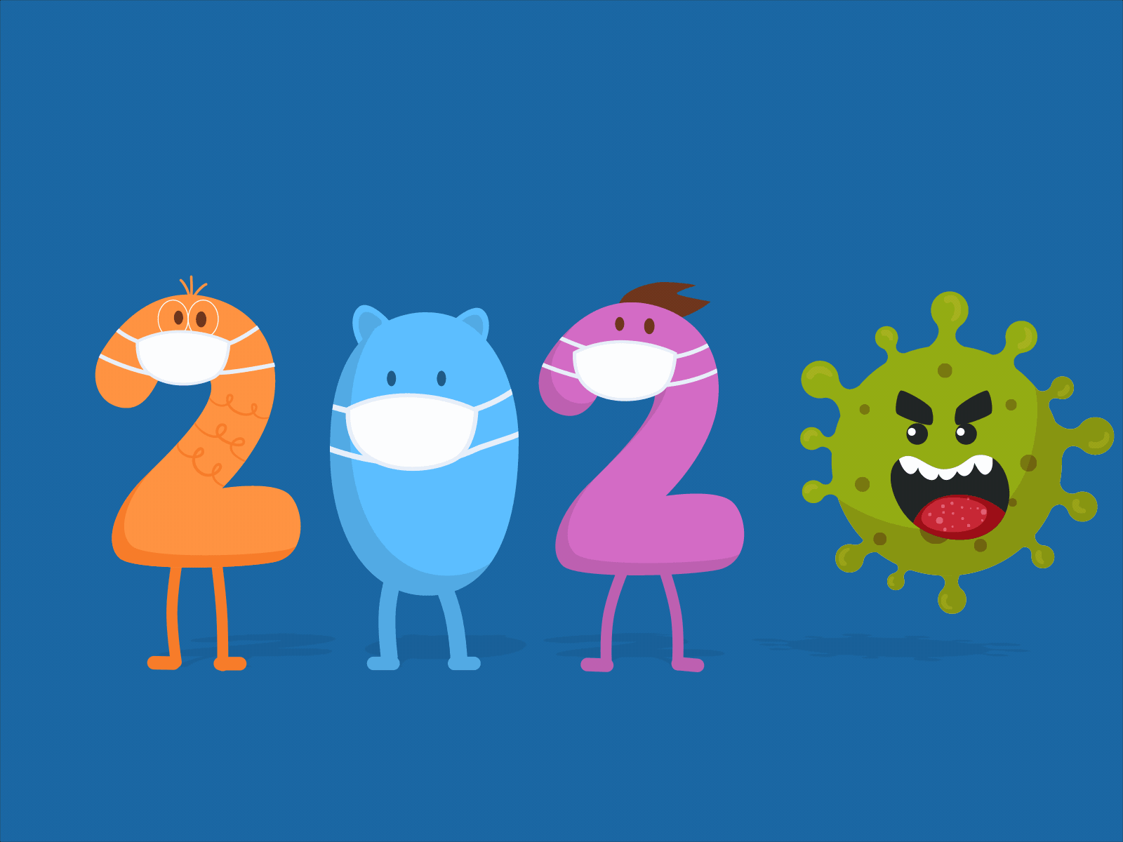 Kick this ass 😎 2021 animation ass coronavirus cute illustration kick mask number this