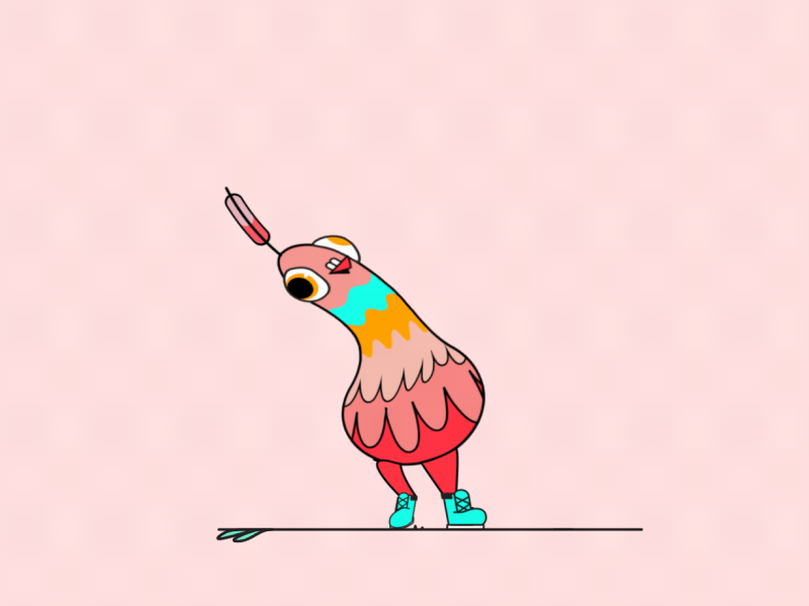 Walks Like a Pro 😎 animation bird cute design gif illustration motion pink walking