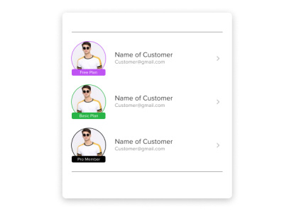 Customer Membership design list mobile ui ux