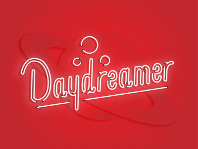 Daydreamer daydreamer design exercise graphic handwriting illustrator lettering neon planet red