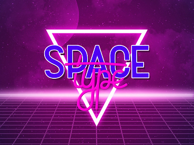 Space Type 80s design exercise graphic handwriting illustration illustrator lettering light neon retro space