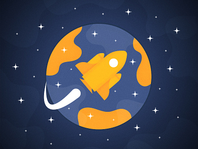 Orange Shuttle design exercise graphic illustration illustrator planet rocket shuttle space star vector