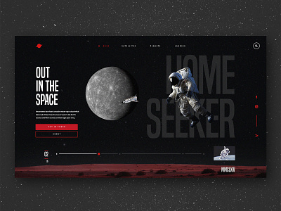 Home Seeker artdirection astronaut dark design exercise graphic landingpage planet space ui webdesign