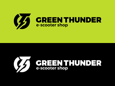 Green Thunder brand identity branding design escooter graphic green illustrator logo logo design logotype thunder