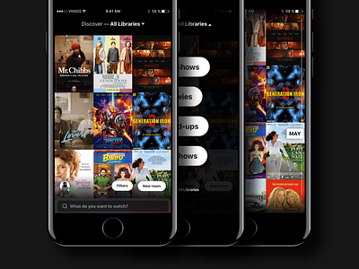 Movie App - Almost like Tinder app dark flat movie ui user experience user interface ux